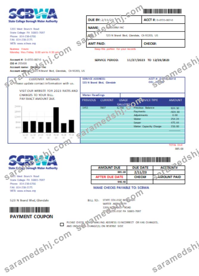SCBWA water utility business bill,  SCR